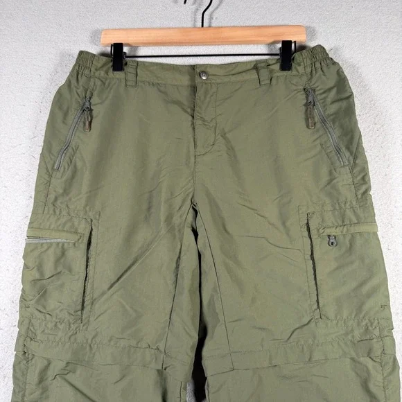 REI Sahara Convertible Cargo Hiking Pants Olive Green Womens 14 Petite UPF 50+ - Picture 3 of 14
